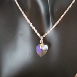 Women's Silvertone Necklace with Crystal Heart Pendant Valentines Day